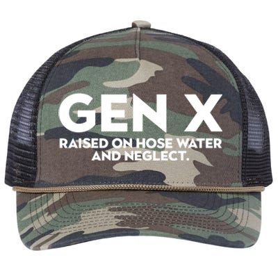 Gen X Raised On Hose Water And Neglect Humor Generation X Retro Rope Trucker Hat Cap