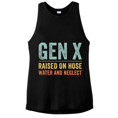 GEN X raised on hose water and neglect Retro Generation X Ladies PosiCharge Tri-Blend Wicking Tank