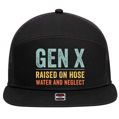 GEN X raised on hose water and neglect Retro Generation X 7 Panel Mesh Trucker Snapback Hat
