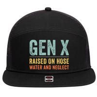 GEN X raised on hose water and neglect Retro Generation X 7 Panel Mesh Trucker Snapback Hat