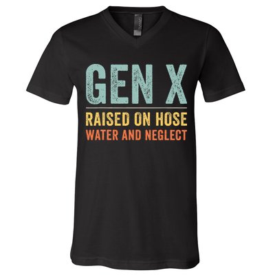 GEN X raised on hose water and neglect Retro Generation X V-Neck T-Shirt