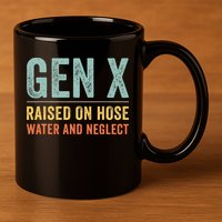 GEN X raised on hose water and neglect Retro Generation X 11oz C Handle Ceramic Mug