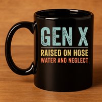 GEN X raised on hose water and neglect Retro Generation X 11oz C Handle Ceramic Mug