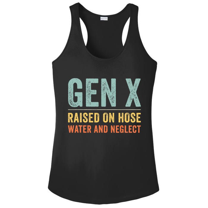 GEN X raised on hose water and neglect Retro Generation X Ladies PosiCharge Competitor Racerback Tank