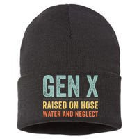 GEN X raised on hose water and neglect Retro Generation X Sustainable Knit Beanie