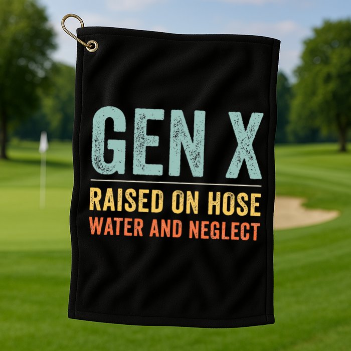 GEN X raised on hose water and neglect Retro Generation X Golf Towel