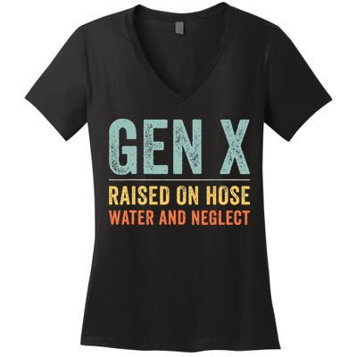 GEN X raised on hose water and neglect Retro Generation X Women's V-Neck T-Shirt