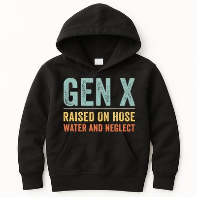 GEN X raised on hose water and neglect Retro Generation X Kids Hoodie