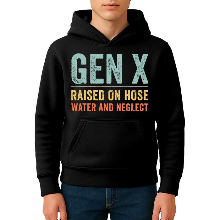 GEN X raised on hose water and neglect Retro Generation X Kids Hoodie