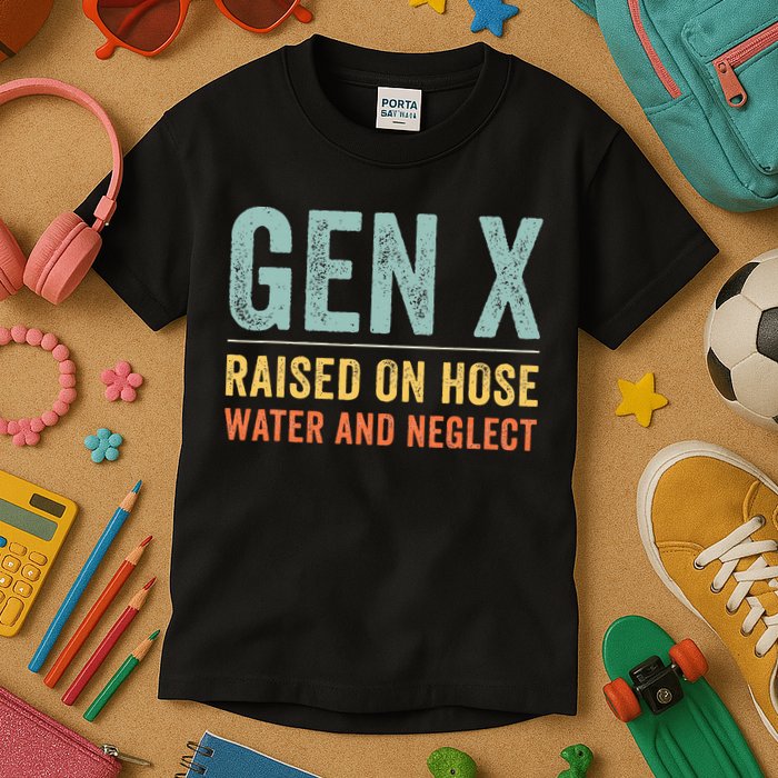 GEN X raised on hose water and neglect Retro Generation X Kids T-Shirt