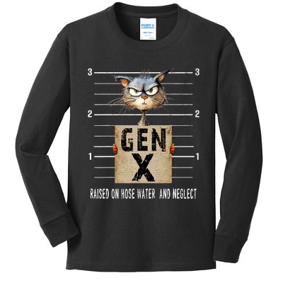 Gen X Raised On Hose Water And Neglect Funny Gen X Kids Long Sleeve Shirt