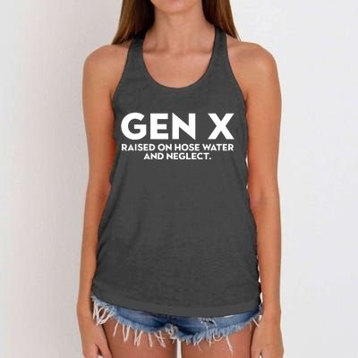 Gen X Raised On Hose Water And Neglect Humor Generation X Women's Knotted Racerback Tank