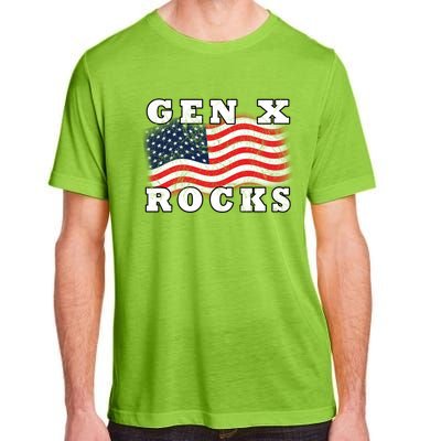 Gen X Rocks American Usa Flag July 4th Fun Retro 80s Vintage Great Gift Adult ChromaSoft Performance T-Shirt