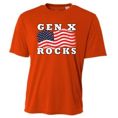 Gen X Rocks American Usa Flag July 4th Fun Retro 80s Vintage Great Gift Cooling Performance Crew T-Shirt