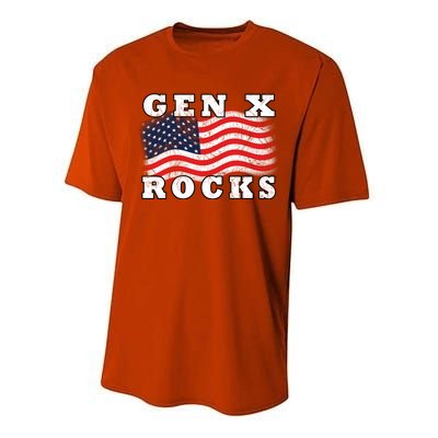 Gen X Rocks American Usa Flag July 4th Fun Retro 80s Vintage Great Gift Performance Sprint T-Shirt