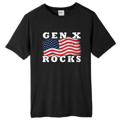 Gen X Rocks American Usa Flag July 4th Fun Retro 80s Vintage Great Gift Tall Fusion ChromaSoft Performance T-Shirt