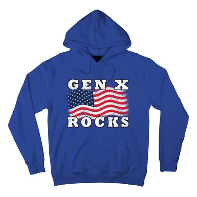 Gen X Rocks American Usa Flag July 4th Fun Retro 80s Vintage Great Gift Hoodie