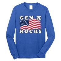 Gen X Rocks American Usa Flag July 4th Fun Retro 80s Vintage Great Gift Long Sleeve Shirt