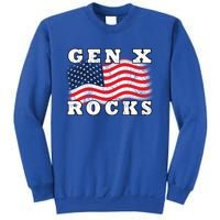 Gen X Rocks American Usa Flag July 4th Fun Retro 80s Vintage Great Gift Sweatshirt