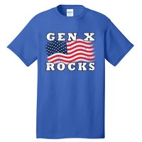 Gen X Rocks American Usa Flag July 4th Fun Retro 80s Vintage Great Gift Tall T-Shirt