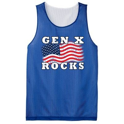 Gen X Rocks American Usa Flag July 4th Fun Retro 80s Vintage Great Gift Mesh Reversible Basketball Jersey Tank