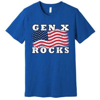 Gen X Rocks American Usa Flag July 4th Fun Retro 80s Vintage Great Gift Premium T-Shirt