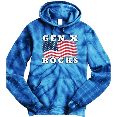 Gen X Rocks American Usa Flag July 4th Fun Retro 80s Vintage Great Gift Tie Dye Hoodie