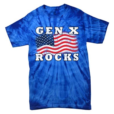 Gen X Rocks American Usa Flag July 4th Fun Retro 80s Vintage Great Gift Tie-Dye T-Shirt