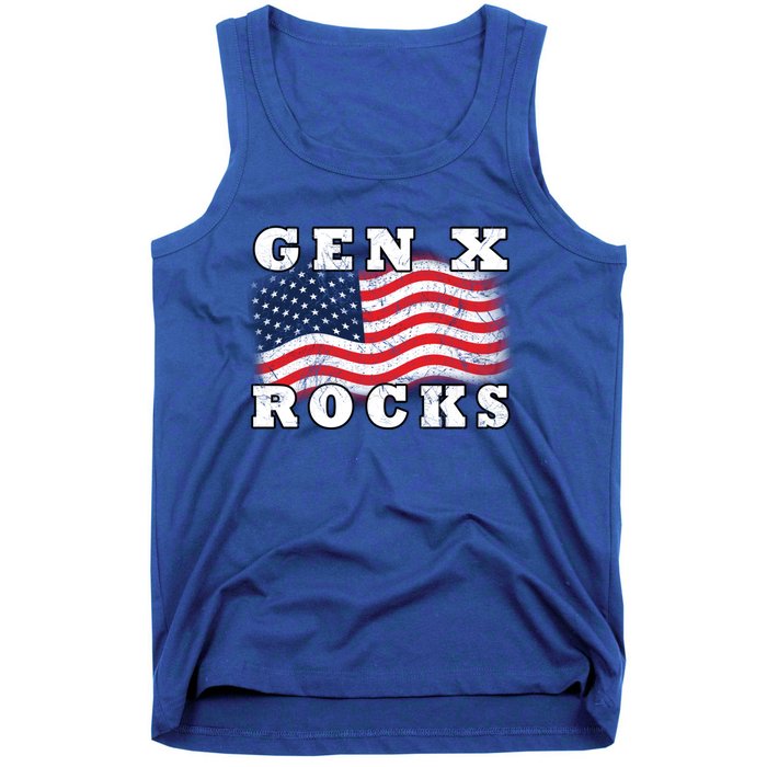 Gen X Rocks American Usa Flag July 4th Fun Retro 80s Vintage Great Gift Tank Top