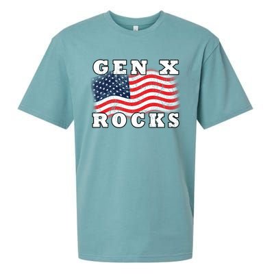 Gen X Rocks American Usa Flag July 4th Fun Retro 80s Vintage Great Gift Sueded Cloud Jersey T-Shirt