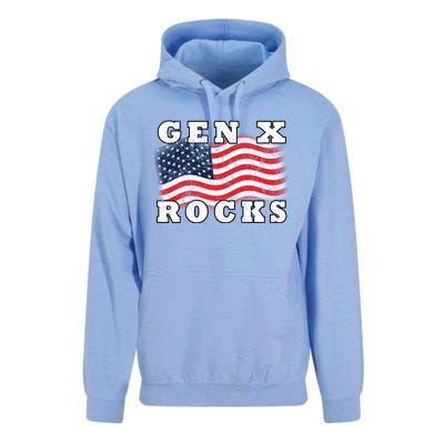 Gen X Rocks American Usa Flag July 4th Fun Retro 80s Vintage Great Gift Unisex Surf Hoodie