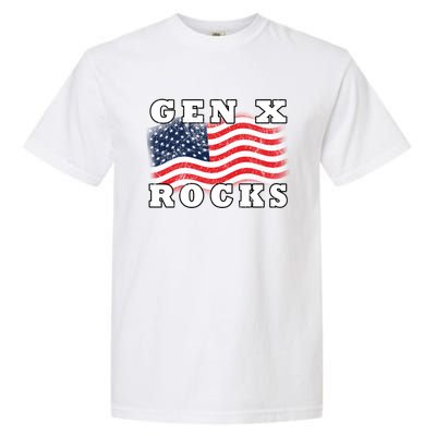 Gen X Rocks American Usa Flag July 4th Fun Retro 80s Vintage Great Gift Garment-Dyed Heavyweight T-Shirt