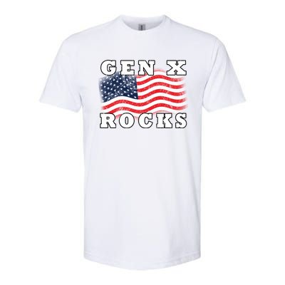 Gen X Rocks American Usa Flag July 4th Fun Retro 80s Vintage Great Gift Softstyle CVC T-Shirt