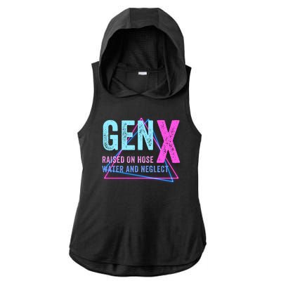 Gen X Raised On Hose Water And Neglect Funny Meme Vintage Generation X Ladies PosiCharge Tri-Blend Wicking Draft Hoodie Tank