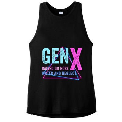Gen X Raised On Hose Water And Neglect Funny Meme Vintage Generation X Ladies PosiCharge Tri-Blend Wicking Tank