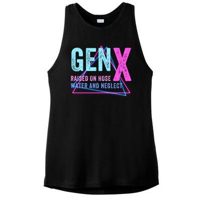 Gen X Raised On Hose Water And Neglect Funny Meme Vintage Generation X Ladies PosiCharge Tri-Blend Wicking Tank