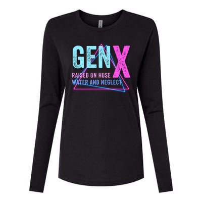 Gen X Raised On Hose Water And Neglect Funny Meme Vintage Generation X Womens Cotton Relaxed Long Sleeve T-Shirt