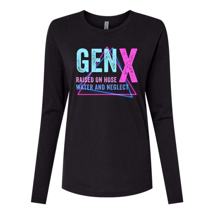 Gen X Raised On Hose Water And Neglect Funny Meme Vintage Generation X Womens Cotton Relaxed Long Sleeve T-Shirt