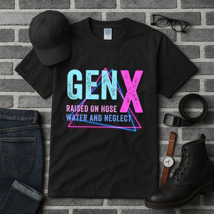 Gen X Raised On Hose Water And Neglect Funny Meme Vintage Generation X Tall T-Shirt