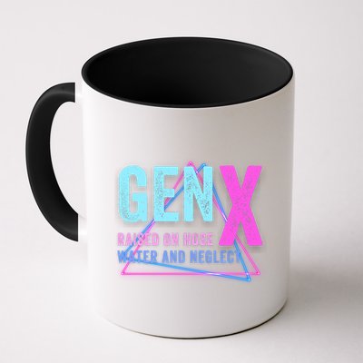 Gen X Raised On Hose Water And Neglect Funny Meme Vintage Generation X Mug