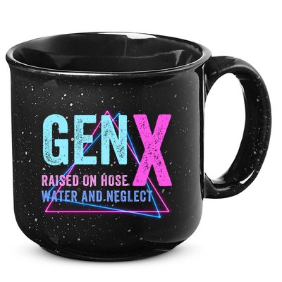 Gen X Raised On Hose Water And Neglect Funny Meme Vintage Generation X 15oz Campfire Ceramic Mug