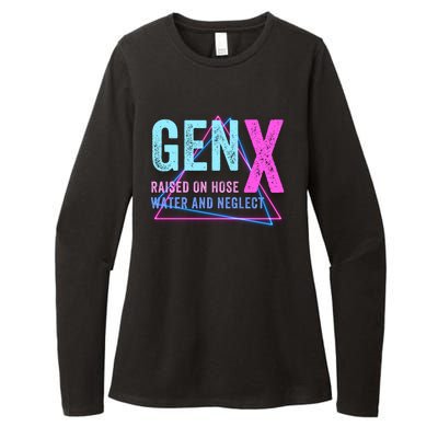 Gen X Raised On Hose Water And Neglect Funny Meme Vintage Generation X Womens CVC Long Sleeve Shirt