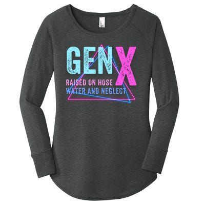 Gen X Raised On Hose Water And Neglect Funny Meme Vintage Generation X Women's Perfect Tri Tunic Long Sleeve Shirt