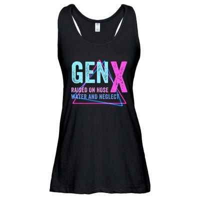 Gen X Raised On Hose Water And Neglect Funny Meme Vintage Generation X Ladies Essential Flowy Tank