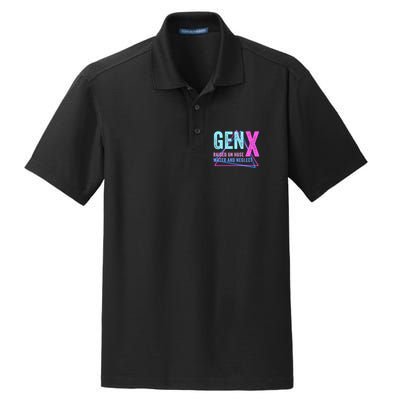 Gen X Raised On Hose Water And Neglect Funny Meme Vintage Generation X Dry Zone Grid Polo
