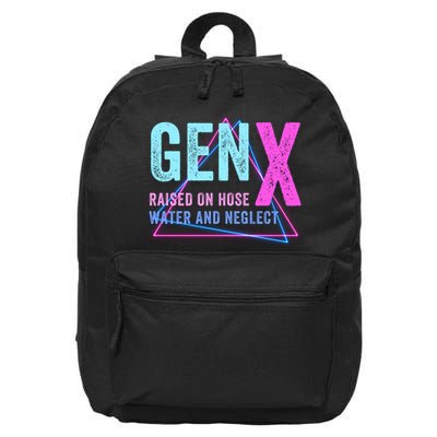 Gen X Raised On Hose Water And Neglect Funny Meme Vintage Generation X 16 in Basic Backpack