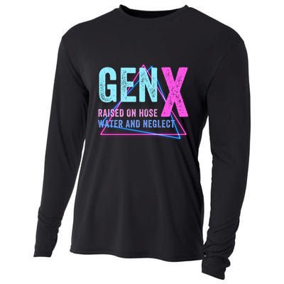 Gen X Raised On Hose Water And Neglect Funny Meme Vintage Generation X Cooling Performance Long Sleeve Crew