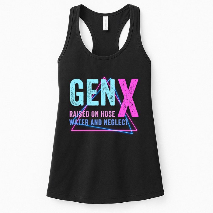 Gen X Raised On Hose Water And Neglect Funny Meme Vintage Generation X Womens Tank Top