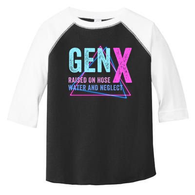 Gen X Raised On Hose Water And Neglect Funny Meme Vintage Generation X Toddler Fine Jersey T-Shirt