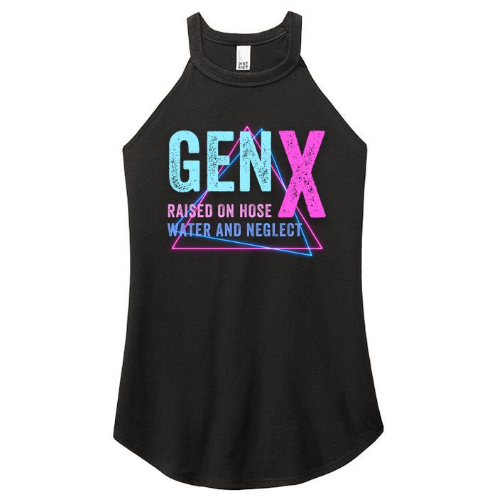 Gen X Raised On Hose Water And Neglect Funny Meme Vintage Generation X Women's Perfect Tri Rocker Tank